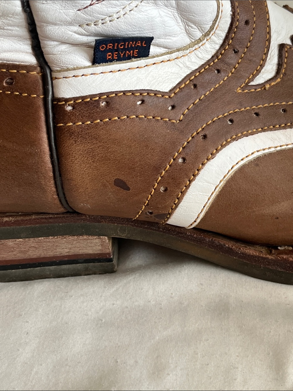 Reyme Brown and White Men’s Western Cowboy Boots - Picture 15 of 16